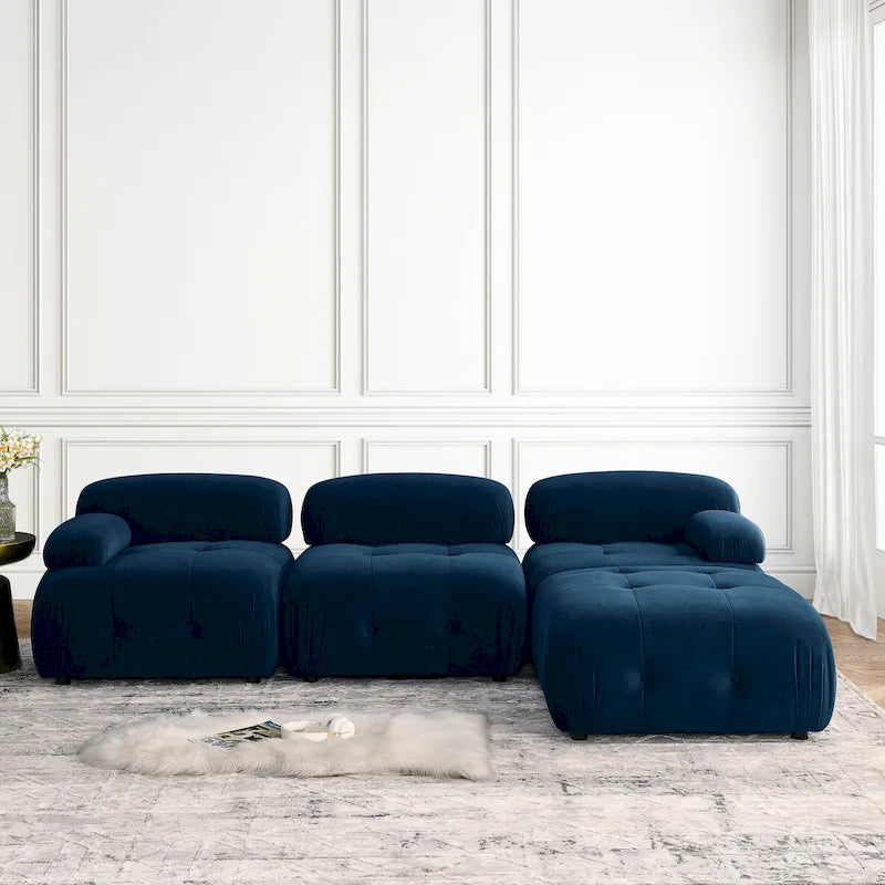 Blue 93  Modular L-Shaped 4-Seat Sectional Sofa with Reversible Ottoman