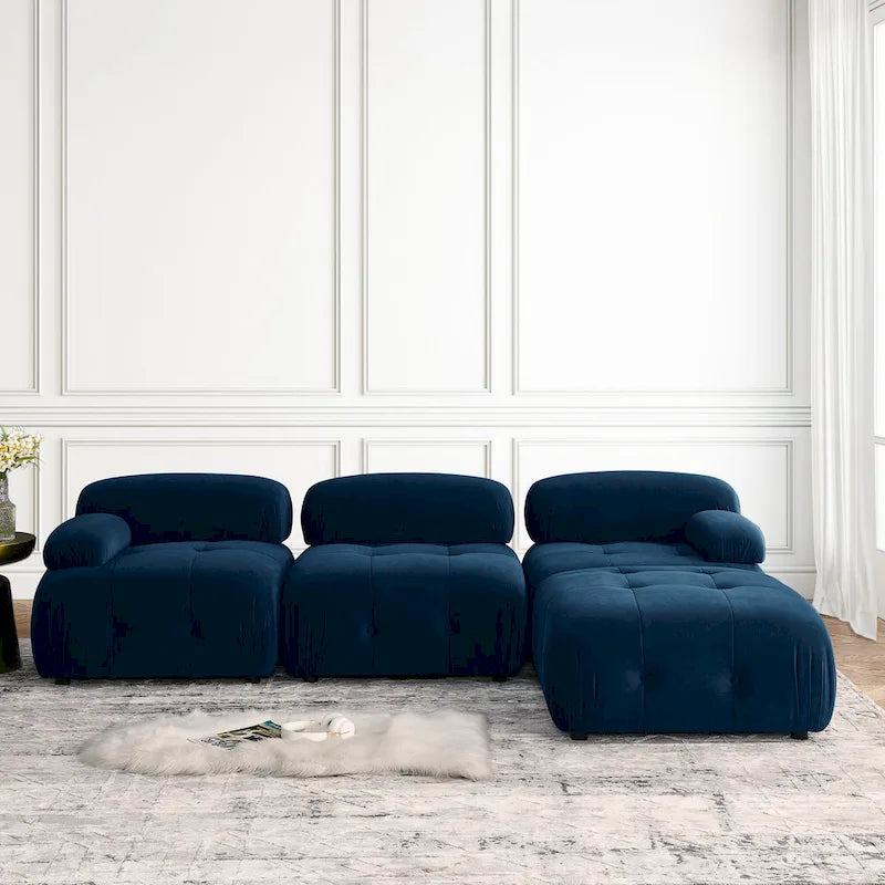 Blue 93  Modular L-Shaped 4-Seat Sectional Sofa with Reversible Ottoman