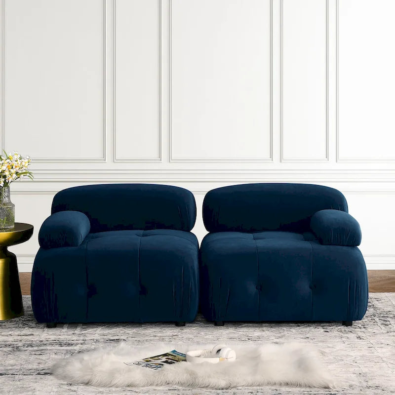 Blue 93  Modular L-Shaped 4-Seat Sectional Sofa with Reversible Ottoman