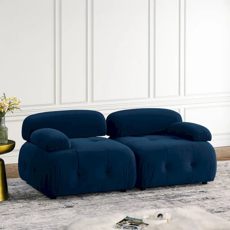Blue 93  Modular L-Shaped 4-Seat Sectional Sofa with Reversible Ottoman