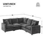 Black 84  Modular Chenille 5-Seat Corner Sectional Sofa Set with 2 Pillows, Ideal for Living Room or Apartment Use