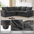 Black 84  Modular Chenille 5-Seat Corner Sectional Sofa Set with 2 Pillows, Ideal for Living Room or Apartment Use