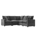 Black 84  Modular Chenille 5-Seat Corner Sectional Sofa Set with 2 Pillows, Ideal for Living Room or Apartment Use