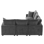 Black 84  Modular Chenille 5-Seat Corner Sectional Sofa Set with 2 Pillows, Ideal for Living Room or Apartment Use