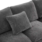 Black 84  Modular Chenille 5-Seat Corner Sectional Sofa Set with 2 Pillows, Ideal for Living Room or Apartment Use