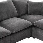 Black 84  Modular Chenille 5-Seat Corner Sectional Sofa Set with 2 Pillows, Ideal for Living Room or Apartment Use