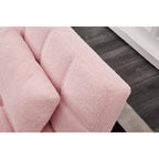 Pink Teddy Chenille Single Modular Sofa Bed with Solid Wood Frame for Living Room