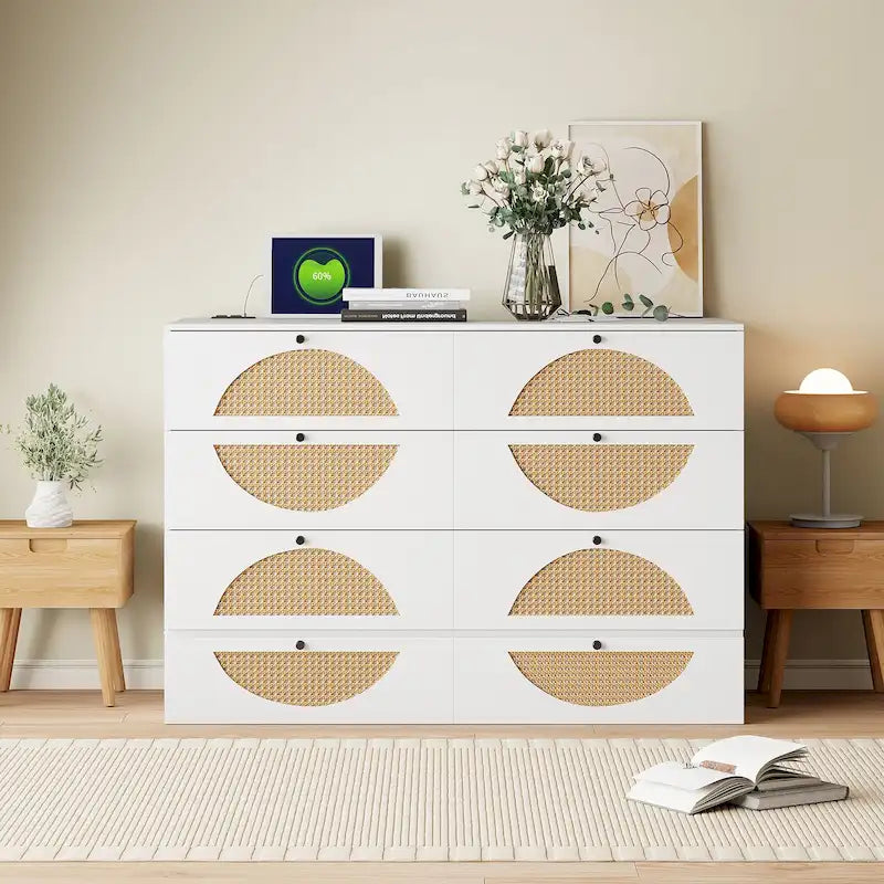 White Full Size Murphy Bed with Large Drawer, USB Ports, and Outlets