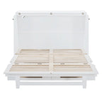 White Full Size Murphy Bed with Large Drawer, USB Ports, and Outlets
