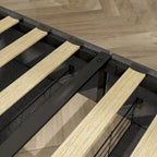 Dark Gray Queen Size Platform Bed with 4 Storage Drawers, USB & LED Lights