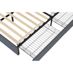 Dark Gray Queen Size Platform Bed with 4 Storage Drawers, USB & LED Lights