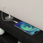 Dark Gray Queen Size Platform Bed with 4 Storage Drawers, USB & LED Lights