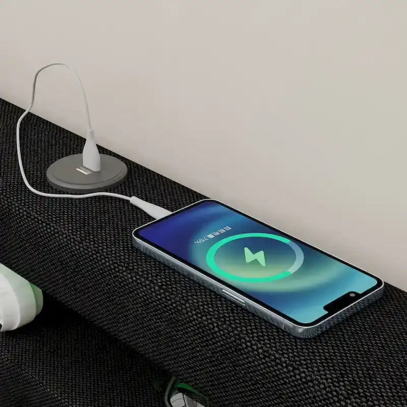 Dark Gray Queen Size Platform Bed with 4 Storage Drawers, USB & LED Lights