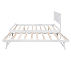 Modern Full Size Pine Wood Platform Bed with Adjustable Trundle