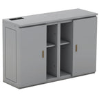 Gray Full Size Murphy Bed with Shelves, Cabinets, and USB Charging Ports