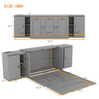 Gray Full Size Murphy Bed with Shelves, Cabinets, and USB Charging Ports