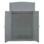 Gray Twin Size Solid Wood Loft Bed with Desk, Wardrobes, and Shelves