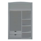 Gray Twin Size Solid Wood Loft Bed with Desk, Wardrobes, and Shelves