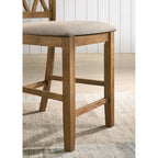 5-Piece Wooden Counter Height Dining Table Set with Cross Pedestal Table Base and 4 Cross Back Chairs