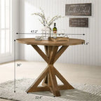 5-Piece Wooden Counter Height Dining Table Set with Cross Pedestal Table Base and 4 Cross Back Chairs