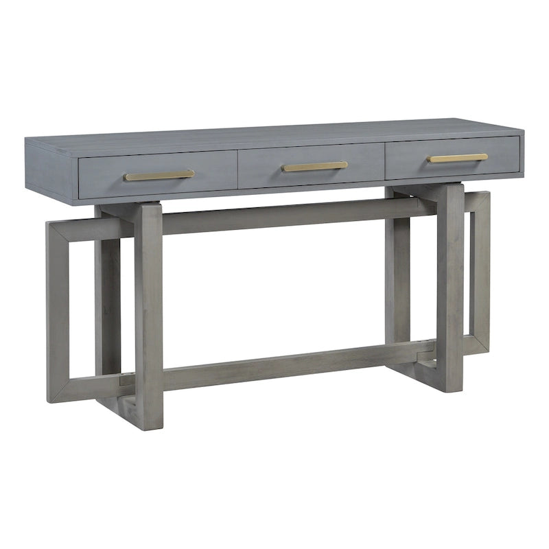 57  Modern Console Table with Three Drawers and Unique Leg Design for Entryway, Hallway, Living Room