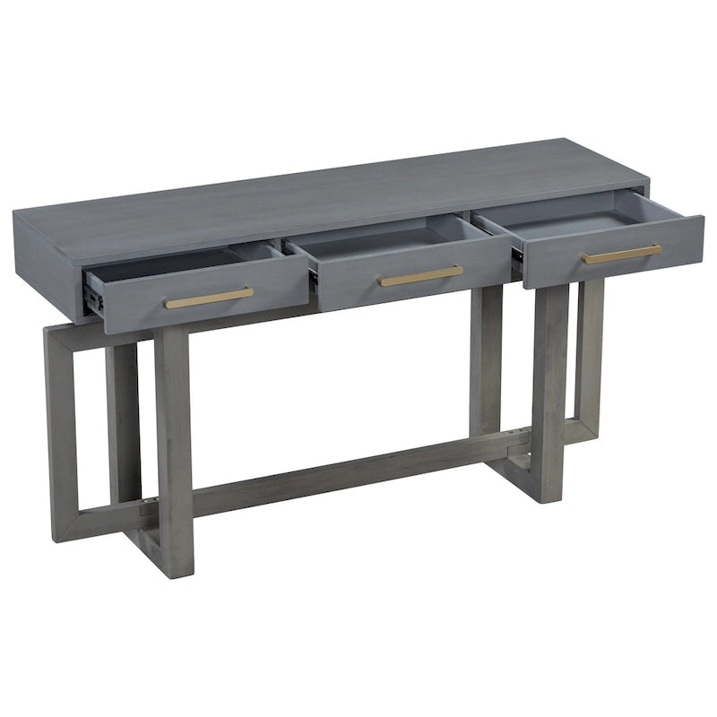 57  Modern Console Table with Three Drawers and Unique Leg Design for Entryway, Hallway, Living Room