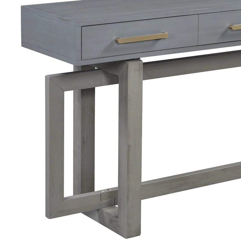 57  Modern Console Table with Three Drawers and Unique Leg Design for Entryway, Hallway, Living Room