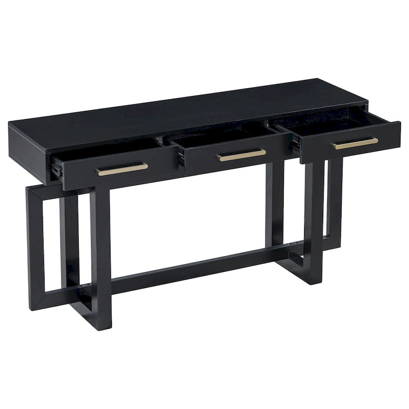 57  Modern Console Table with Three Drawers and Unique Leg Design for Entryway, Hallway, Living Room