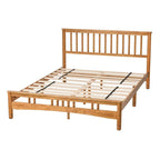 Oak Elegant Queen Wooden Platform Bed with Headboard