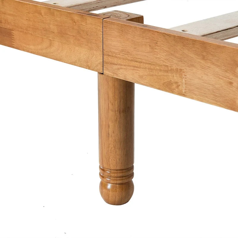 Oak Elegant Queen Wooden Platform Bed with Headboard