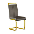 Modern Style 5-Piece Dining Set with Rectangular Tempered Glass Table and High Back Golden Plating Legs Dining Armless Chairs