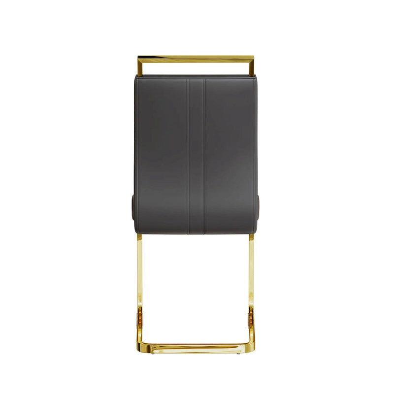 Modern Style 5-Piece Dining Set with Rectangular Tempered Glass Table and High Back Golden Plating Legs Dining Armless Chairs