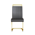 Modern Style 5-Piece Dining Set with Rectangular Tempered Glass Table and High Back Golden Plating Legs Dining Armless Chairs