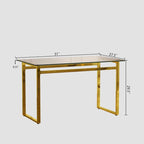 Modern Style 5-Piece Dining Set with Rectangular Tempered Glass Table and High Back Golden Plating Legs Dining Armless Chairs