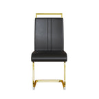 Modern Style 5-Piece Dining Set with Rectangular Tempered Glass Table and High Back Golden Plating Legs Dining Armless Chairs