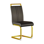 Modern Style 5-Piece Dining Set with Rectangular Tempered Glass Table and High Back Golden Plating Legs Dining Armless Chairs