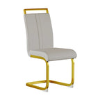 Modern Style 5-Piece Dining Set with Rectangular Tempered Glass Table and High Back Golden Plating Legs Dining Armless Chairs