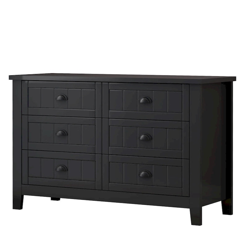 Antique Style 6-Drawer Double Dresser with Retro Shell Handle for Bedroom, Living Room