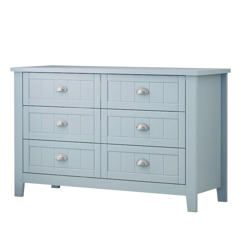 Antique Style 6-Drawer Double Dresser with Retro Shell Handle for Bedroom, Living Room
