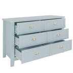 Antique Style 6-Drawer Double Dresser with Retro Shell Handle for Bedroom, Living Room