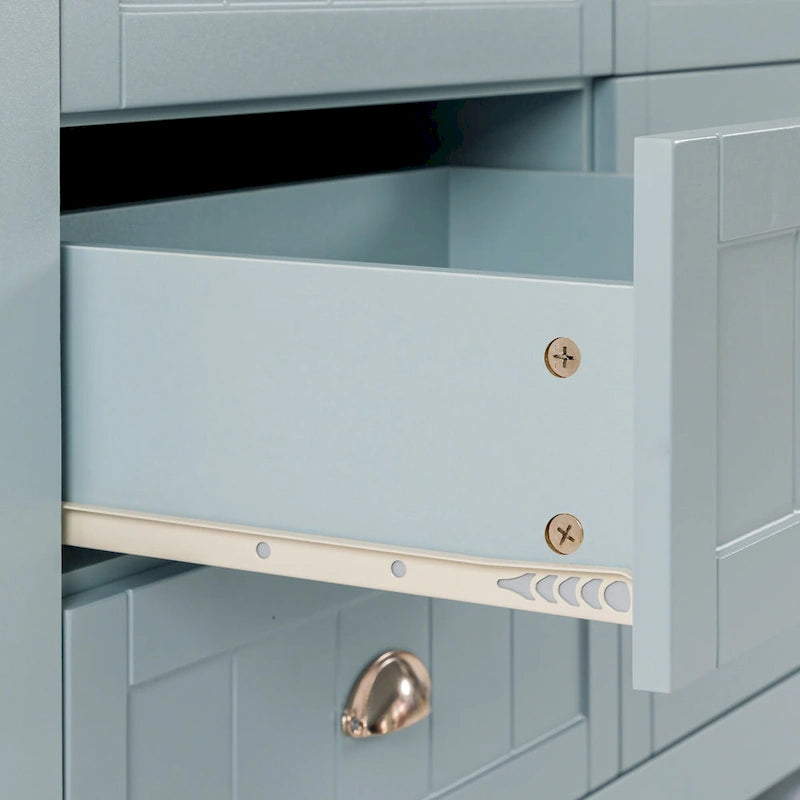 Antique Style 6-Drawer Double Dresser with Retro Shell Handle for Bedroom, Living Room