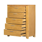 5-Drawer Solid Wood Vertical Chest with Metal Handle for Bedroom, Living Room