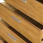 5-Drawer Solid Wood Vertical Chest with Metal Handle for Bedroom, Living Room