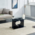 47.2  Modern Rectangular Coffee Table with Tempered Glass Tabletop and MDF Legs