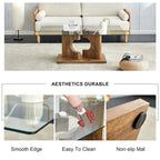 47.2  Modern Rectangular Coffee Table with Tempered Glass Tabletop and MDF Legs