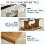 47.2  Modern Rectangular Coffee Table with Tempered Glass Tabletop and MDF Legs