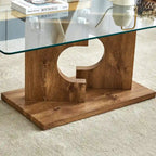 47.2  Modern Rectangular Coffee Table with Tempered Glass Tabletop and MDF Legs