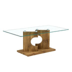 47.2  Modern Rectangular Coffee Table with Tempered Glass Tabletop and MDF Legs