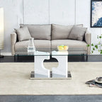 47.2  Modern Rectangular Coffee Table with Tempered Glass Tabletop and MDF Legs