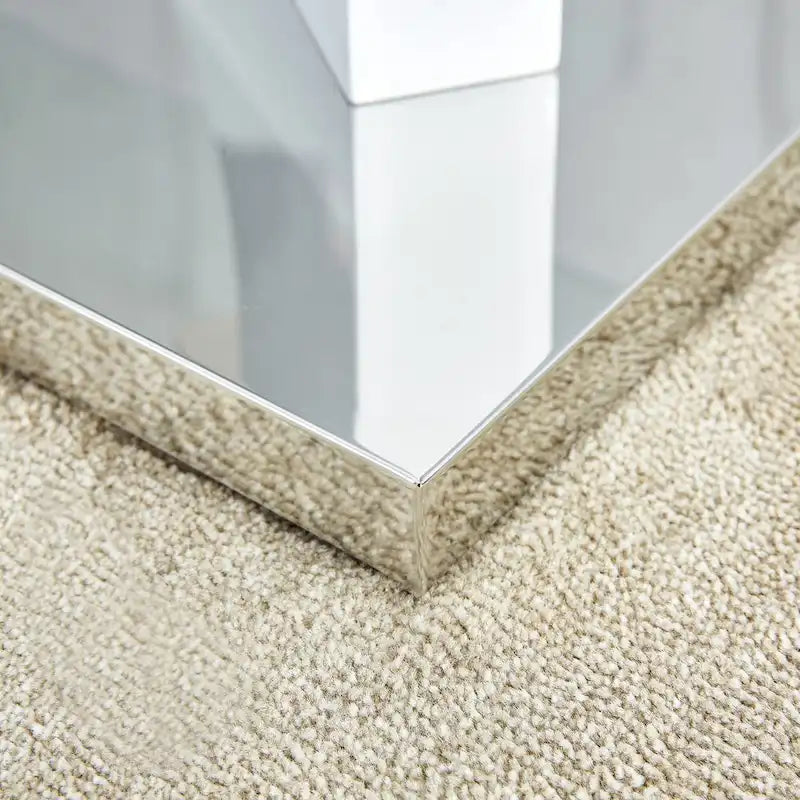 47.2  Modern Rectangular Coffee Table with Tempered Glass Tabletop and MDF Legs